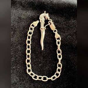 Ceremonial Dagger Charm Pendant with Italian Sterling Silver Bracelet/ Extender